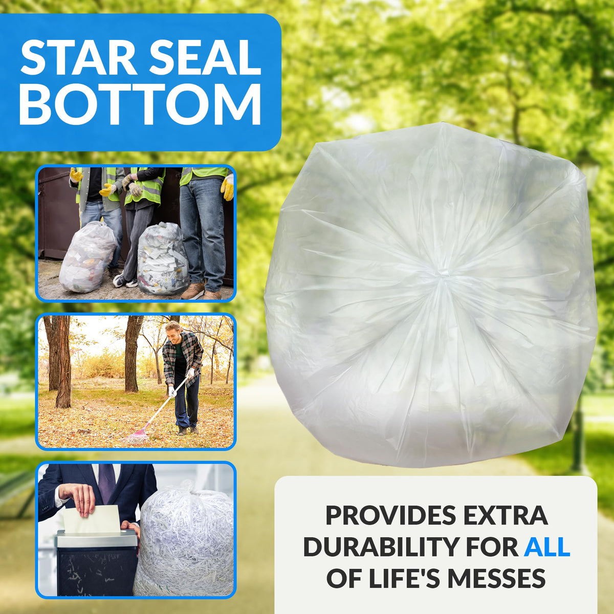 Clear Trash Bags with Twist Ties 250 Count Heavy Duty L341