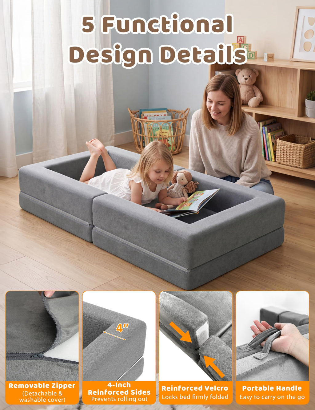 54" Portable Foldable Foam Toddler Bed C6861