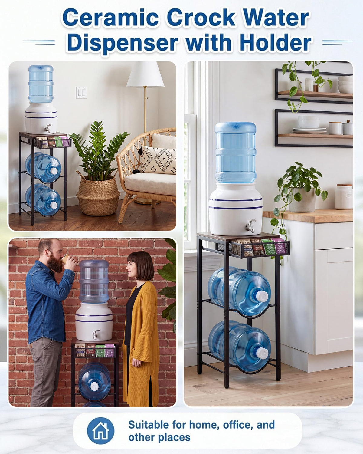 3-Tier 5 Gallon Ceramic Water Jug Holder J5829