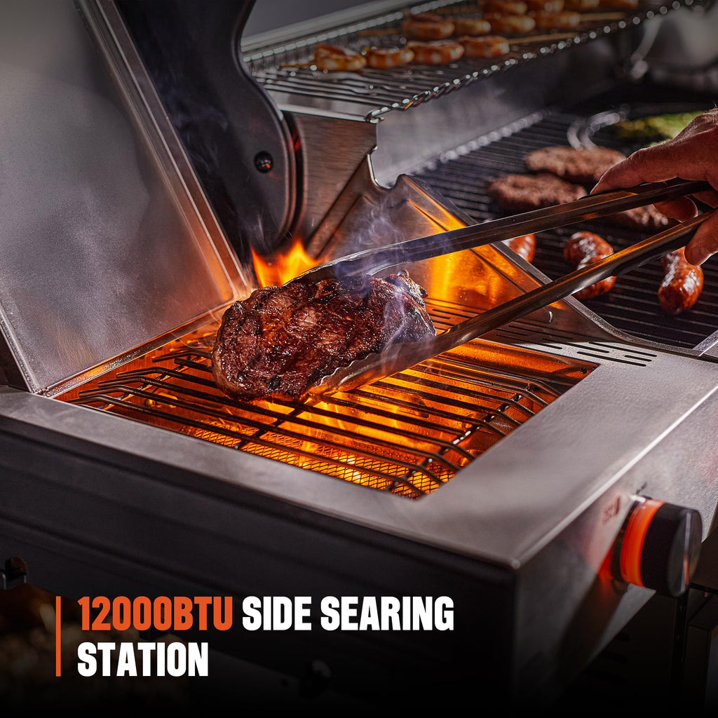 6+1 Burner Propane Gas Grill with Cover and Rotisserie Kit J39902