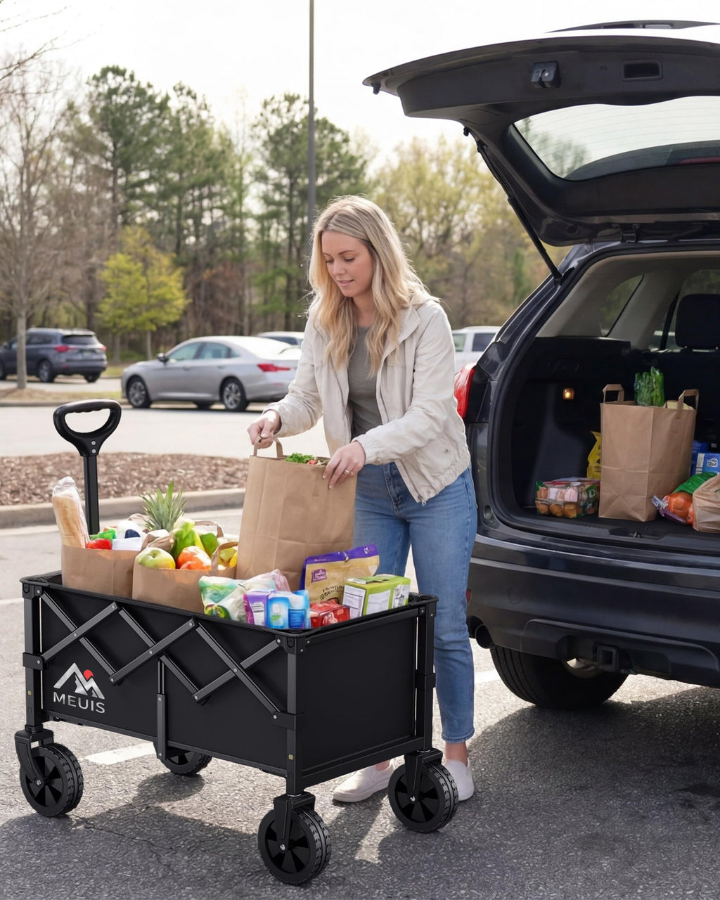 Collapsible Grocery Wagon Cart with Wheels C733