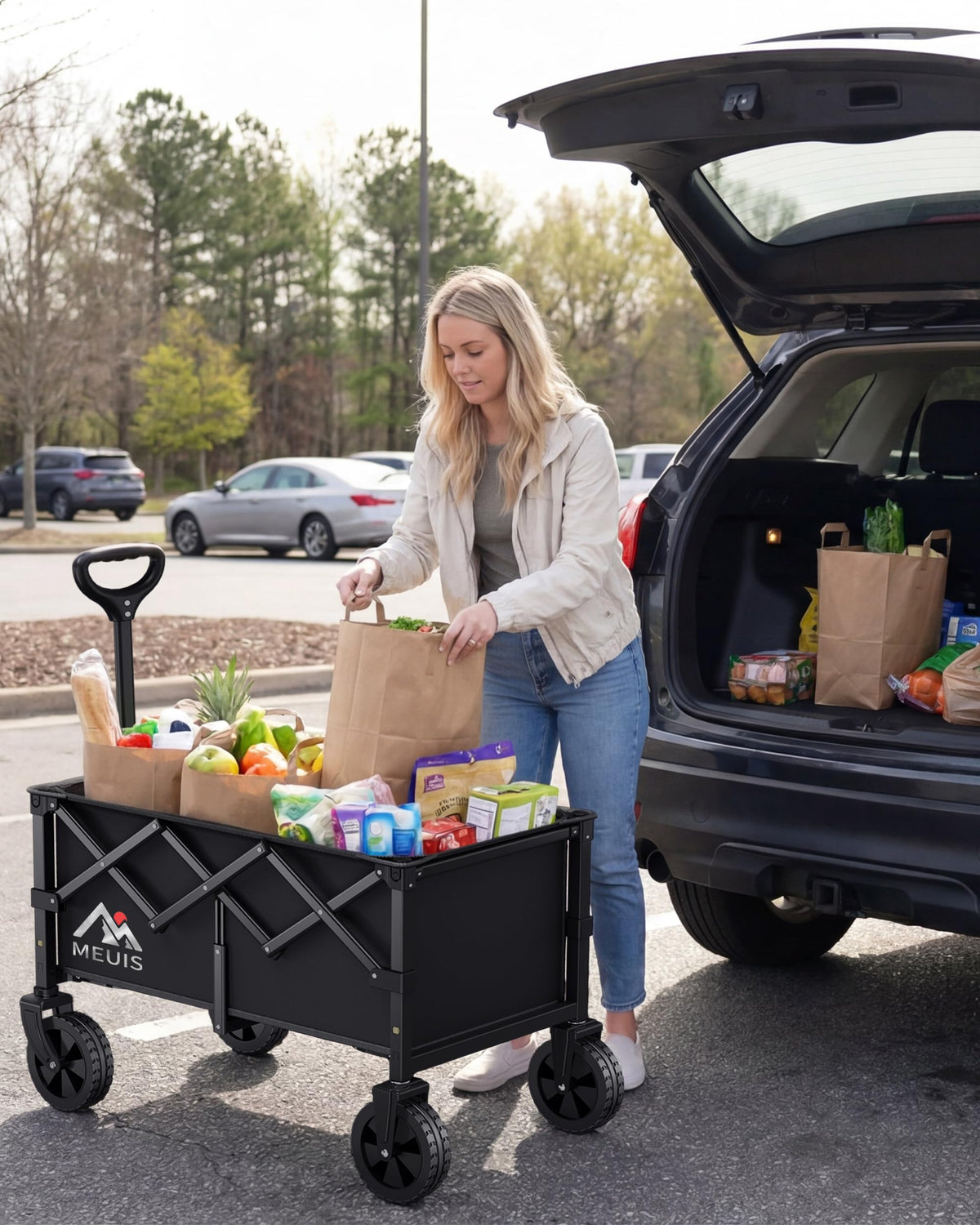 Collapsible Grocery Wagon Cart with Wheels C733