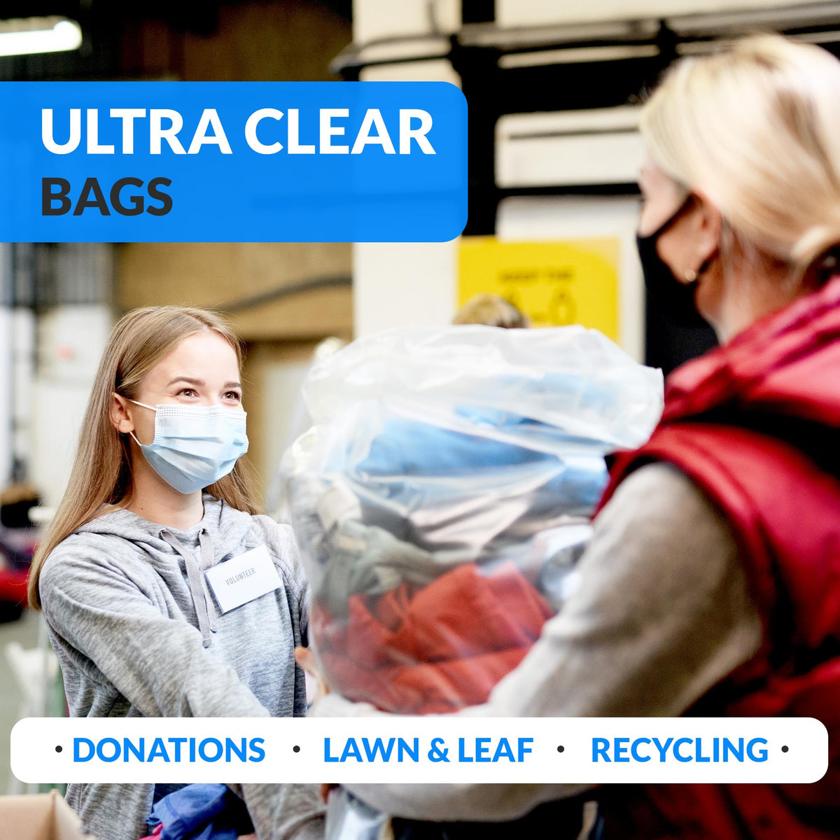 Clear Trash Bags with Twist Ties 250 Count Heavy Duty L341