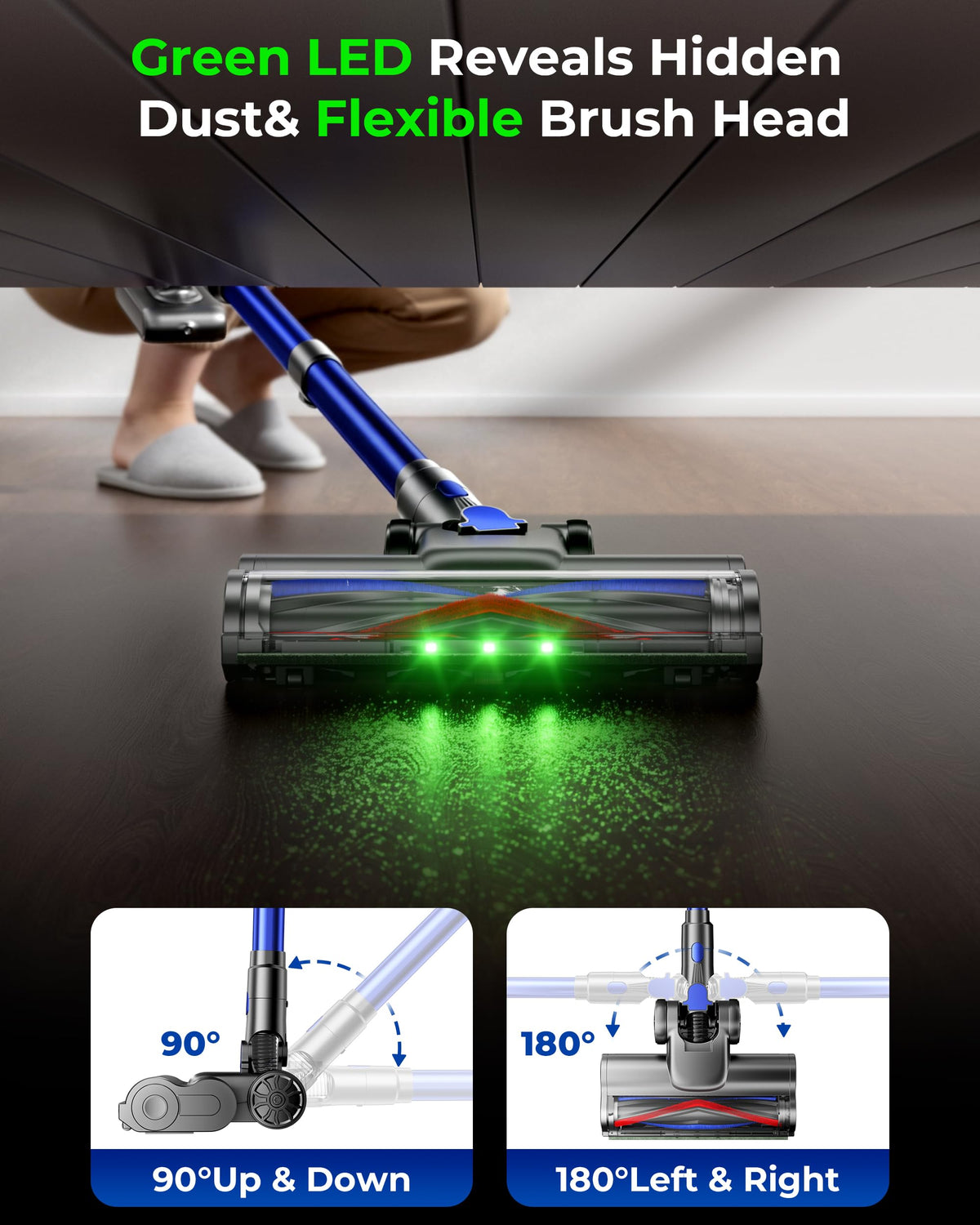 650W 55KPa Cordless Stick Vacuum Cleaner with Anti-Tangle Brush D4855