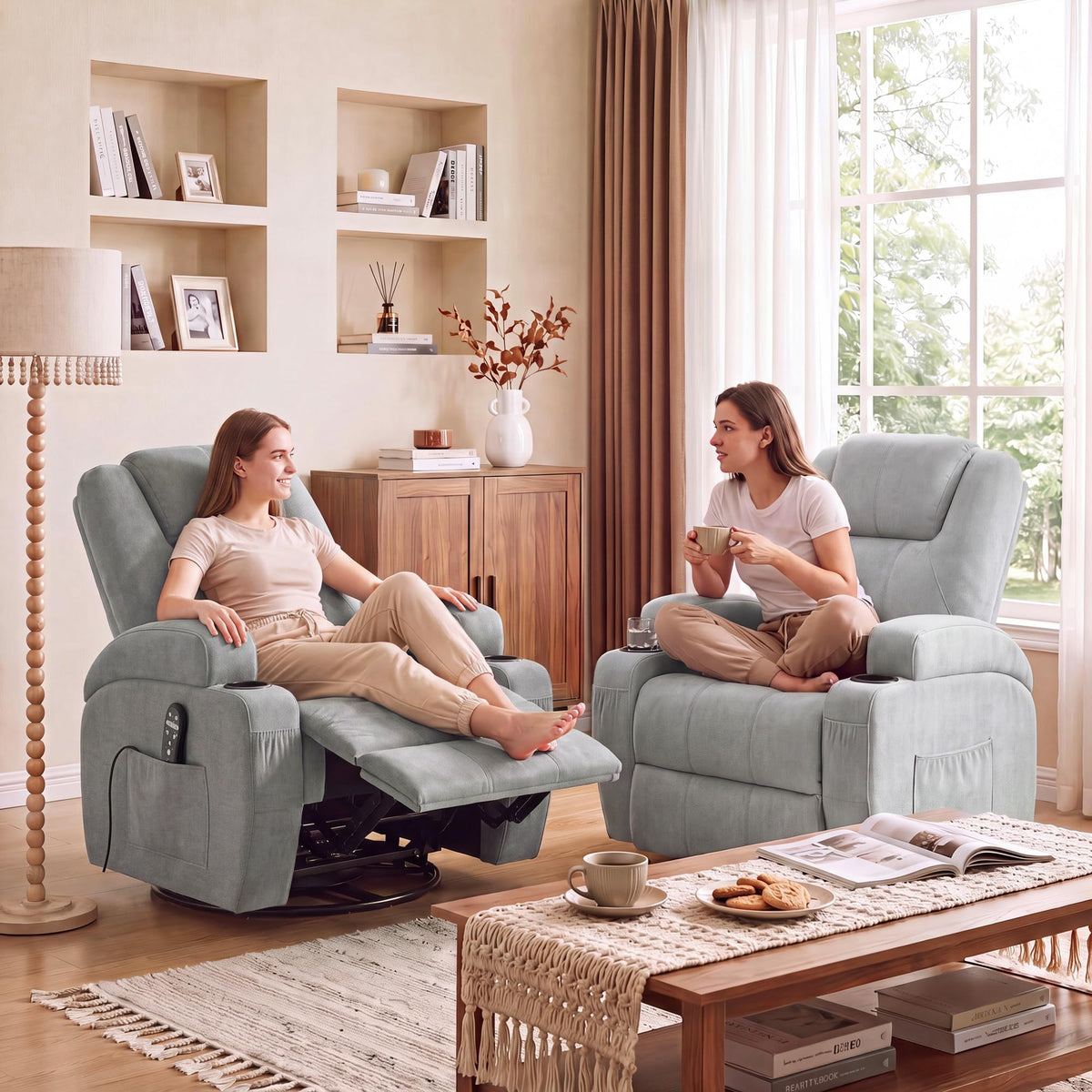 360° Swivel Rocker Recliner Chair with Massage U58213