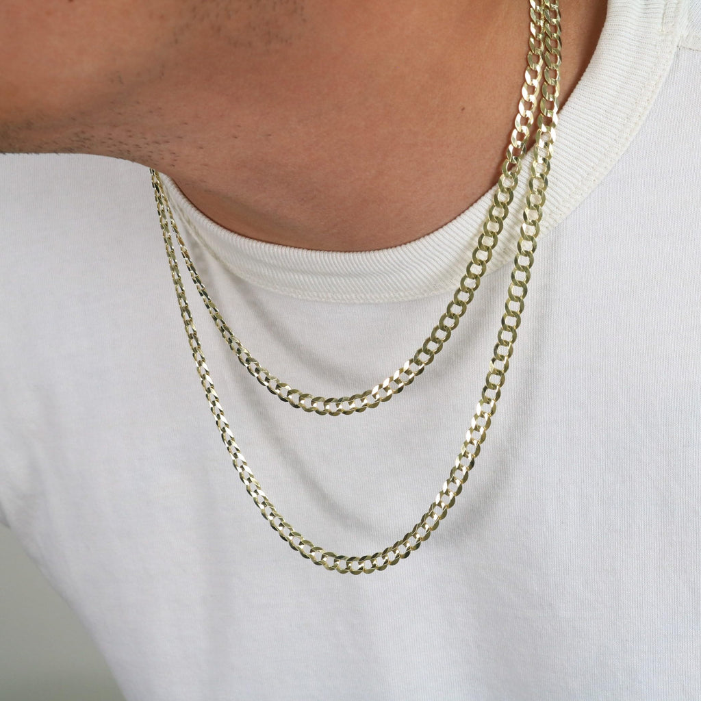 14k Yellow Gold Cuban Curb Link Chain Necklace Y408
