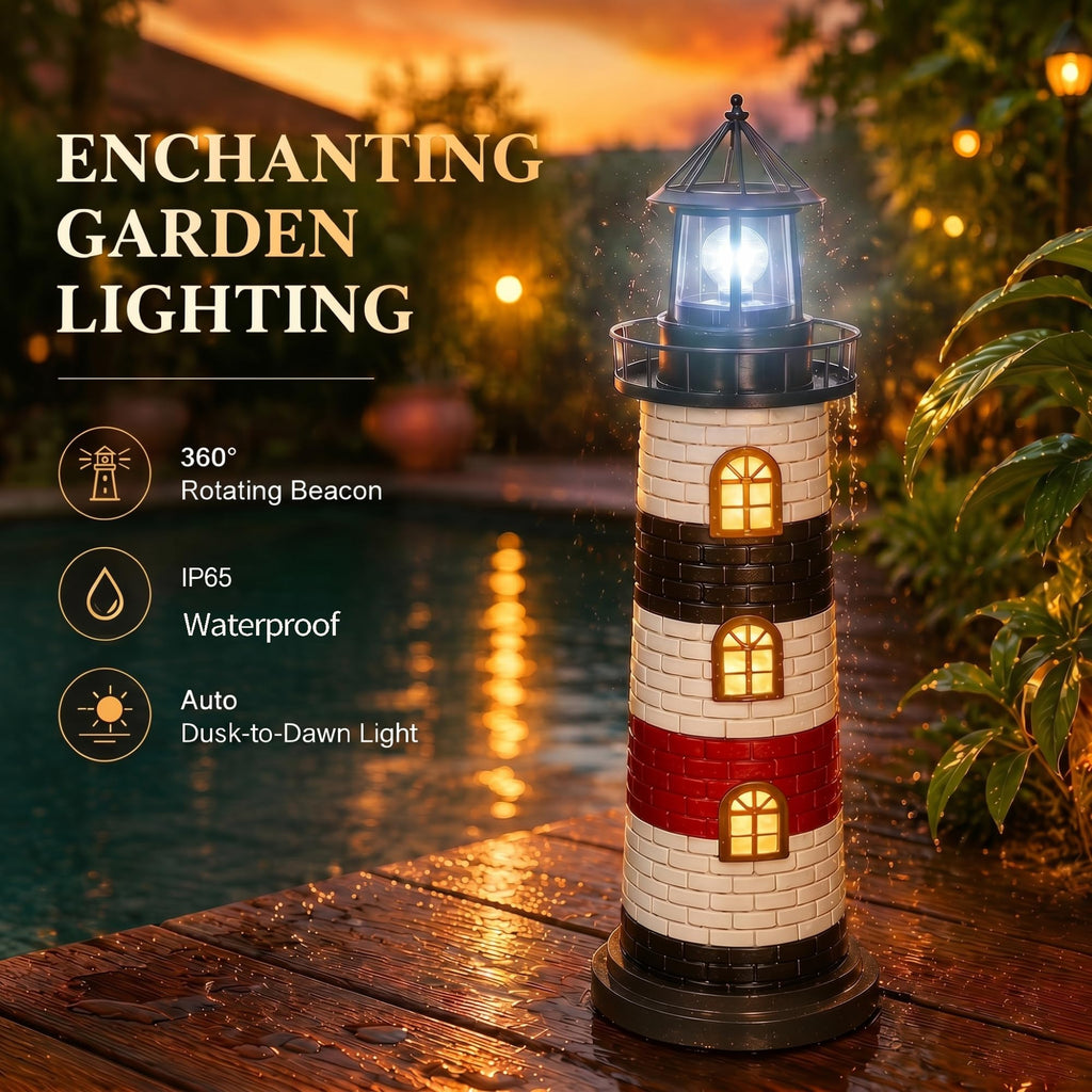 23" Solar Lighthouse Garden Statue U52681