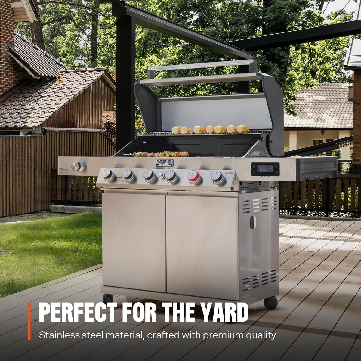 6+1 Burner Propane Gas Grill with Cover and Rotisserie Kit J39902