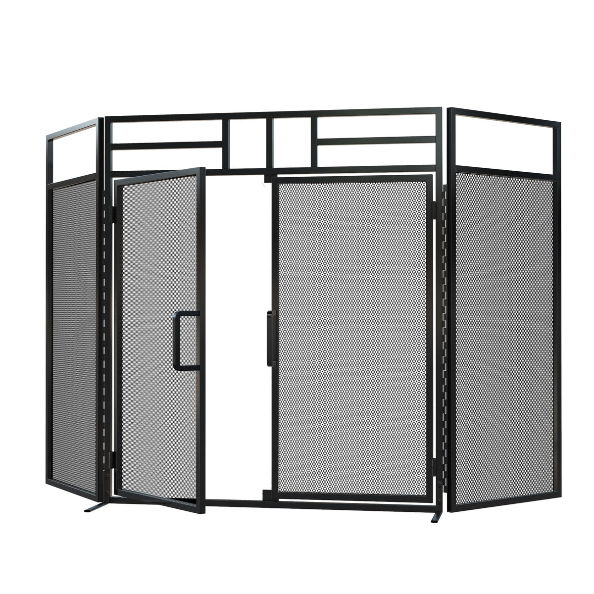 3-Panel Magnetic Fireplace Screen Wrought Iron Spark Guard X870981