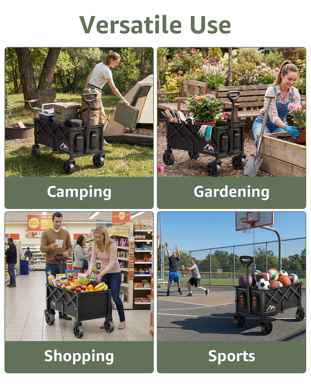 Collapsible Grocery Wagon Cart with Wheels C733