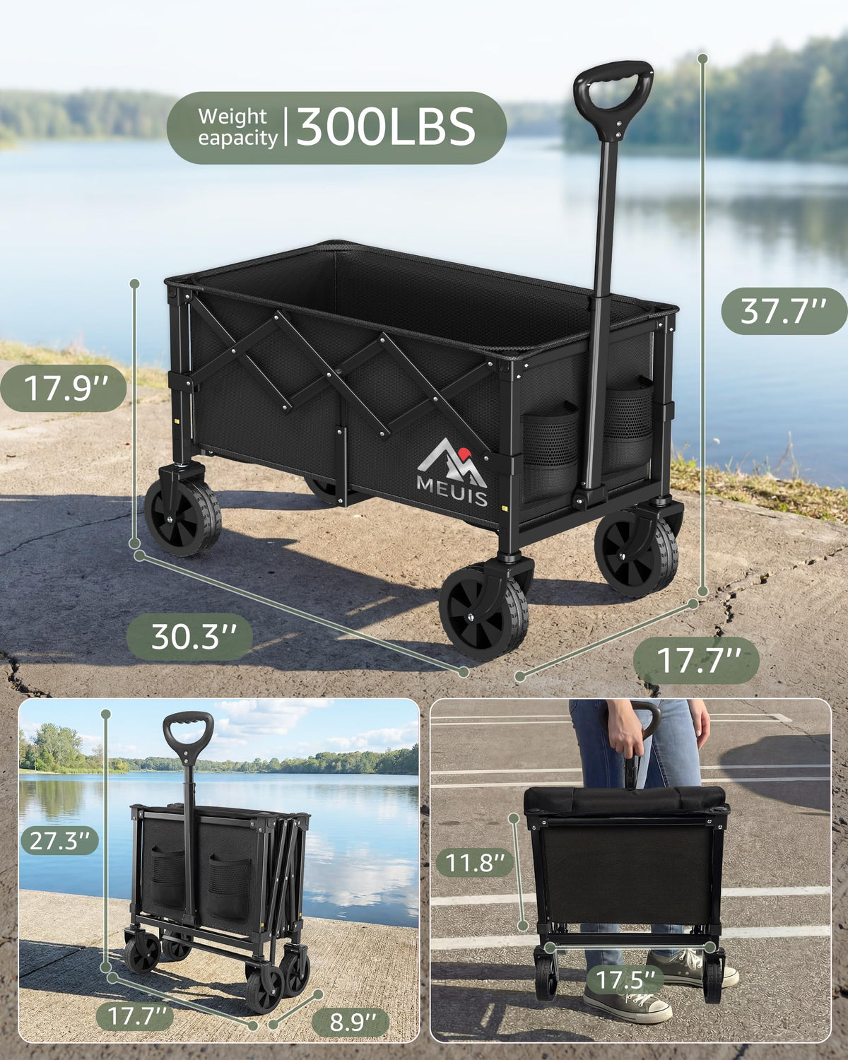 Collapsible Grocery Wagon Cart with Wheels C733