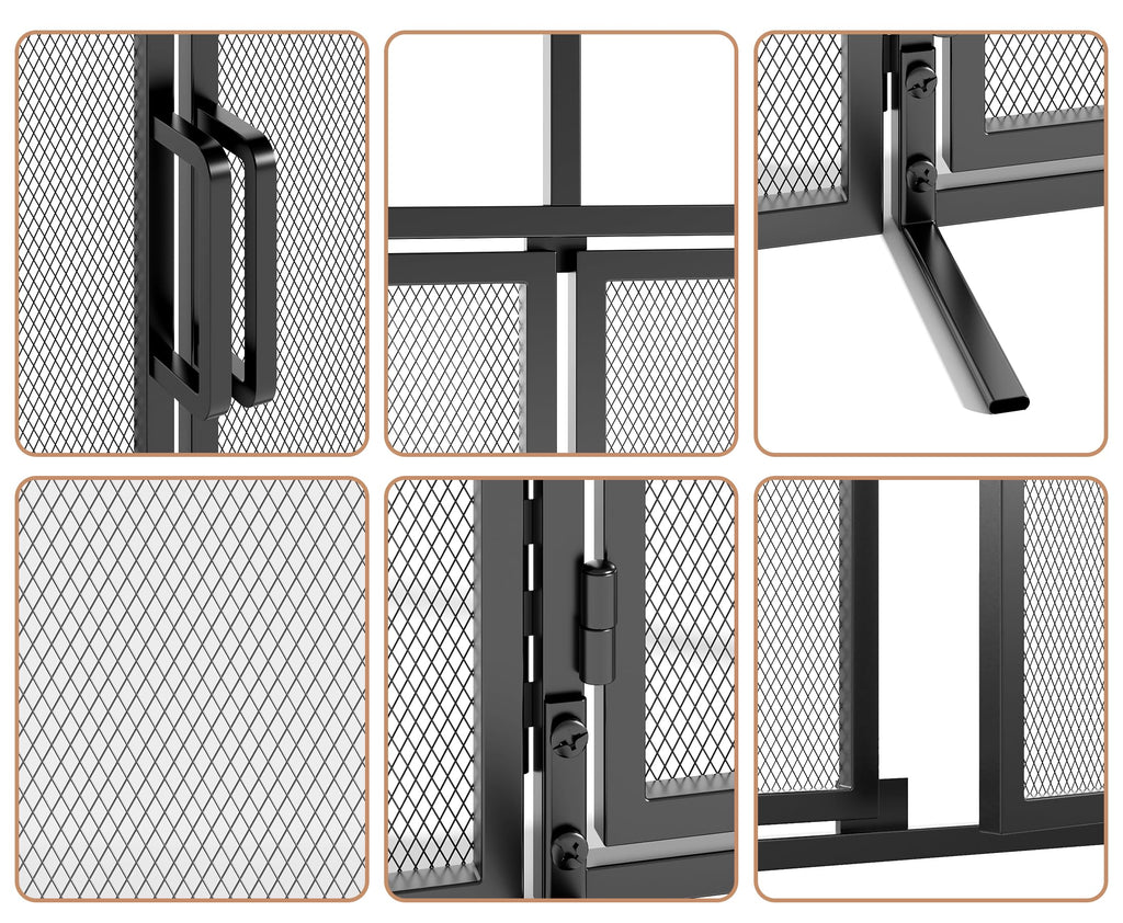 3-Panel Magnetic Fireplace Screen Wrought Iron Spark Guard X870981