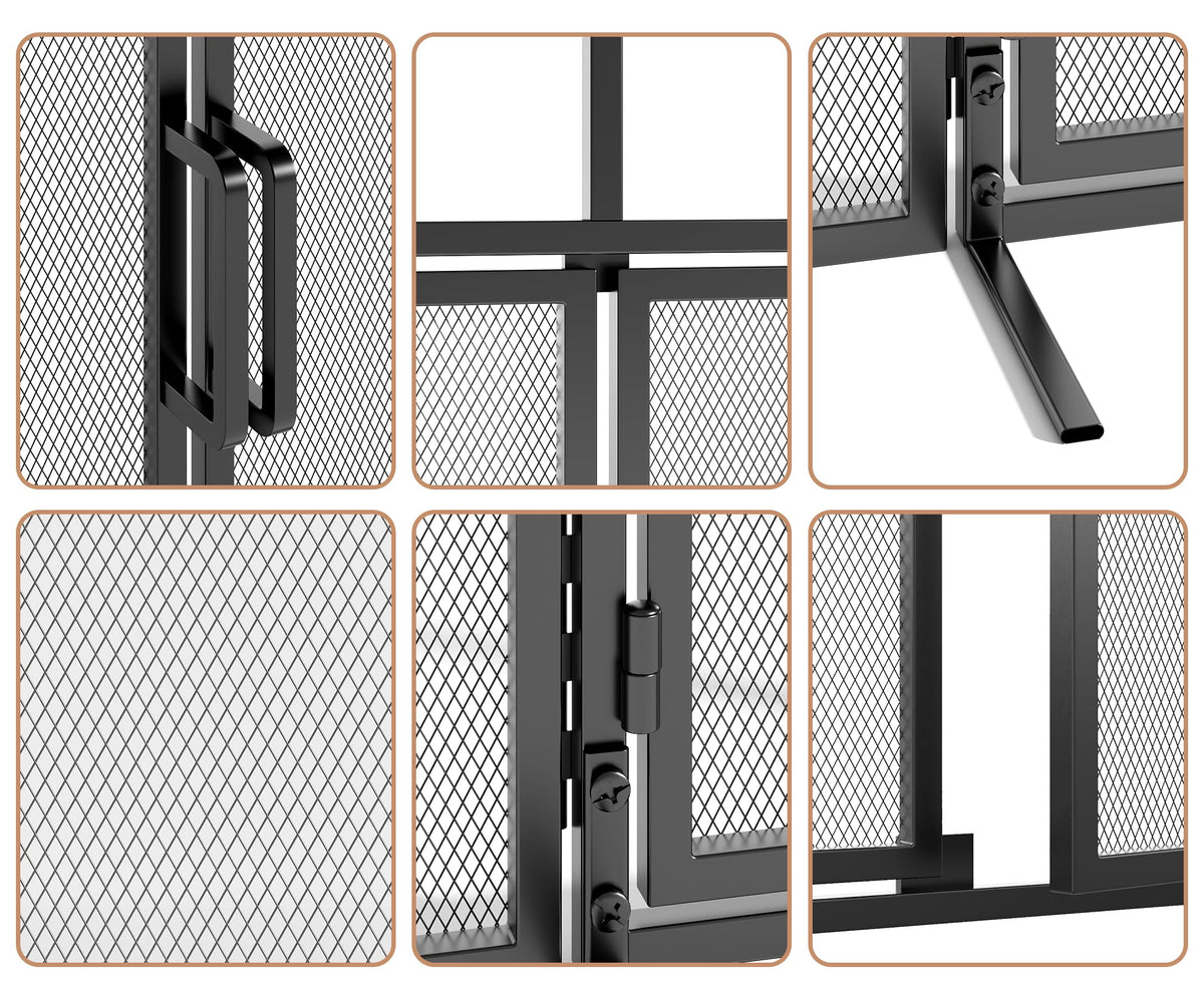 3-Panel Magnetic Fireplace Screen Wrought Iron Spark Guard X870981