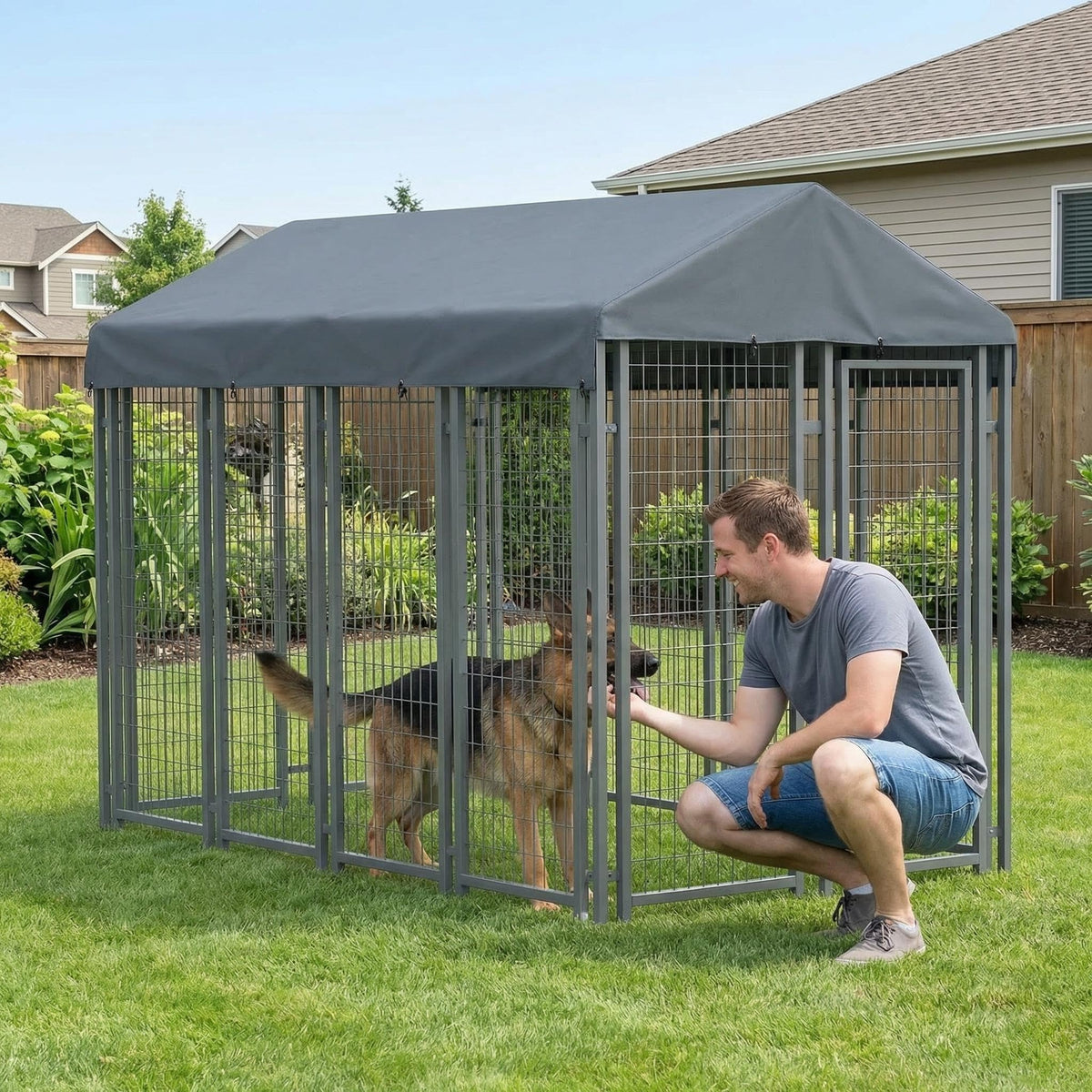 Gray Dog Kennel Cover 10' x 5' C904072