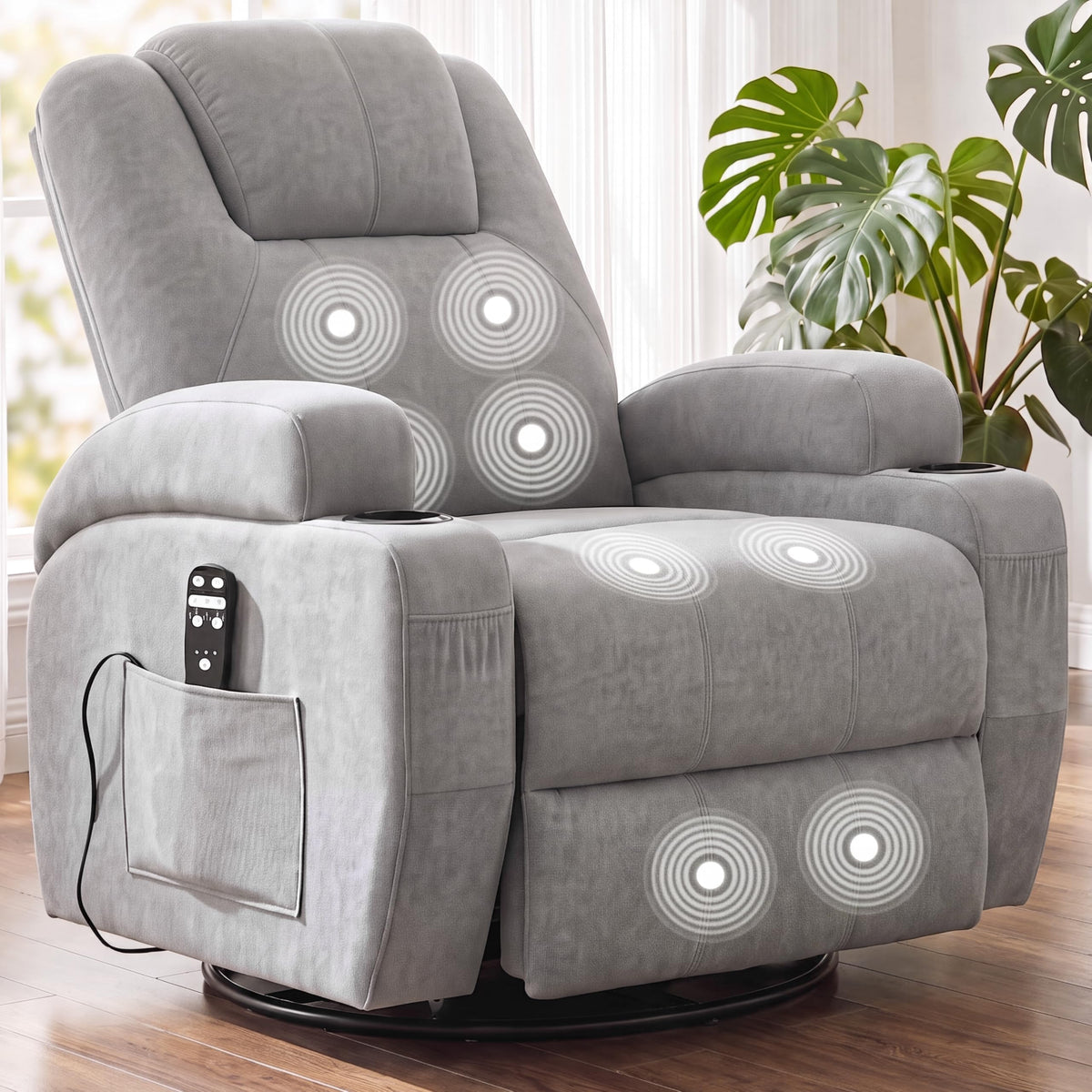 360° Swivel Rocker Recliner Chair with Massage U58213