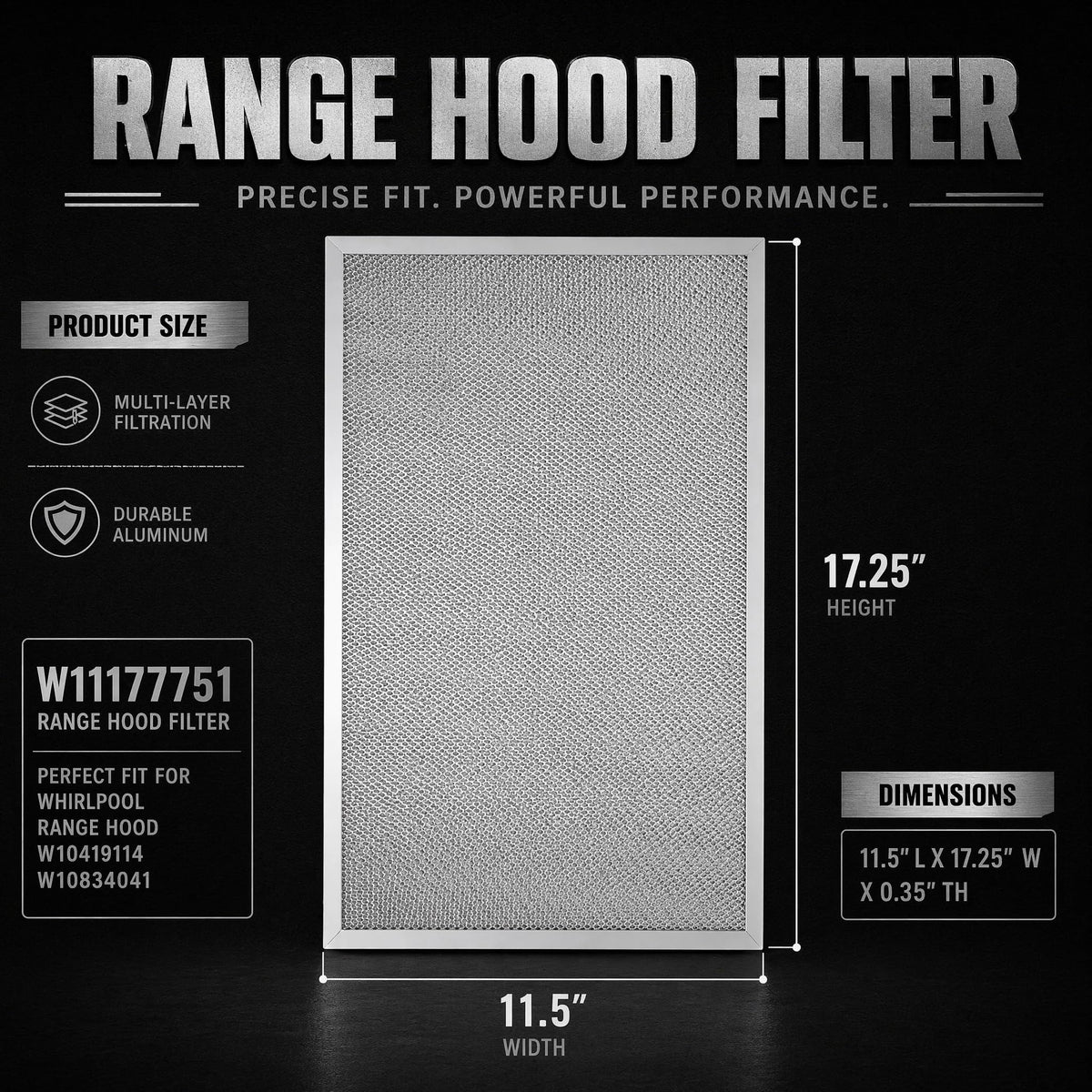 Aluminum Mesh Range Hood Filter 11.5"x17.25" 2 Pack N197191