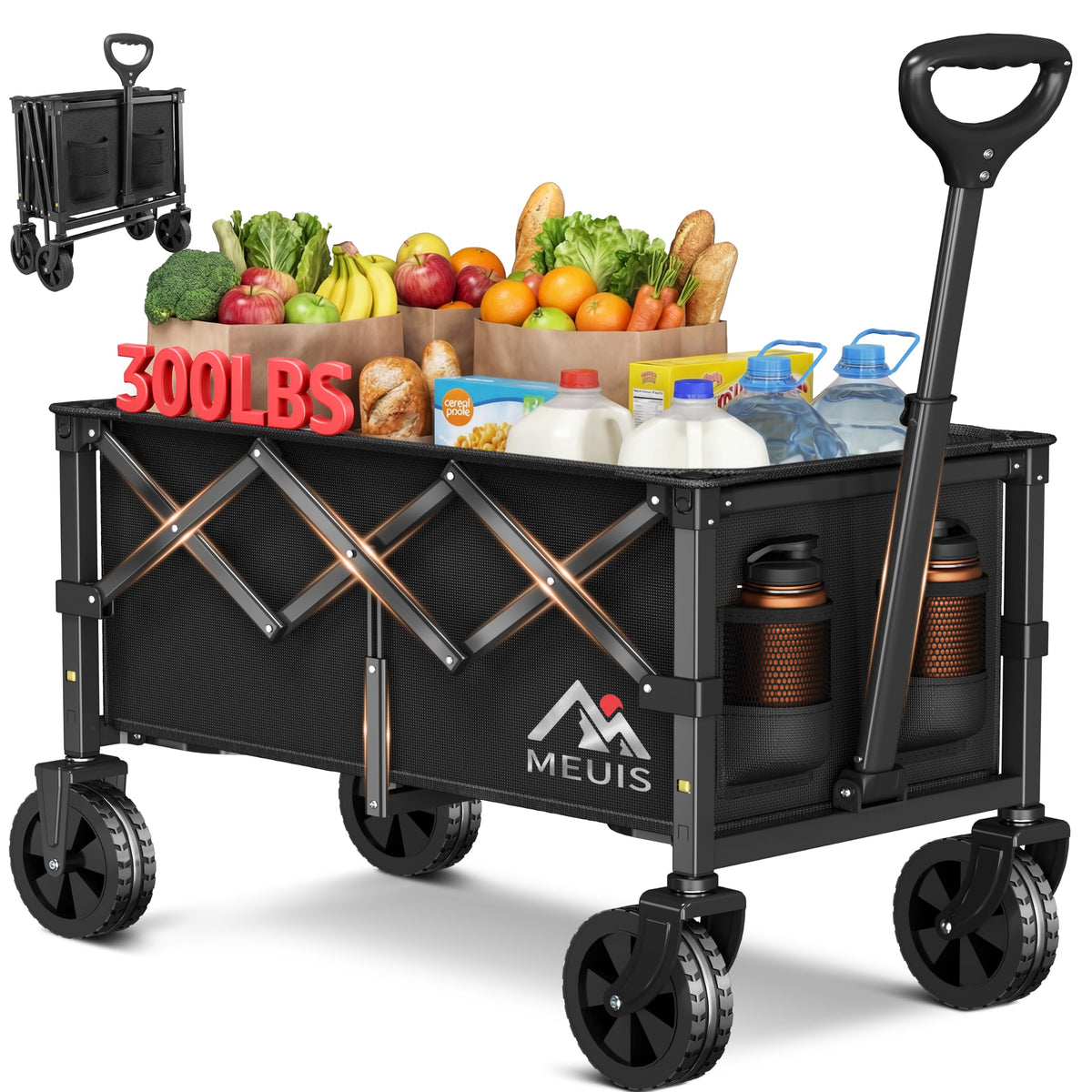 Collapsible Grocery Wagon Cart with Wheels C733