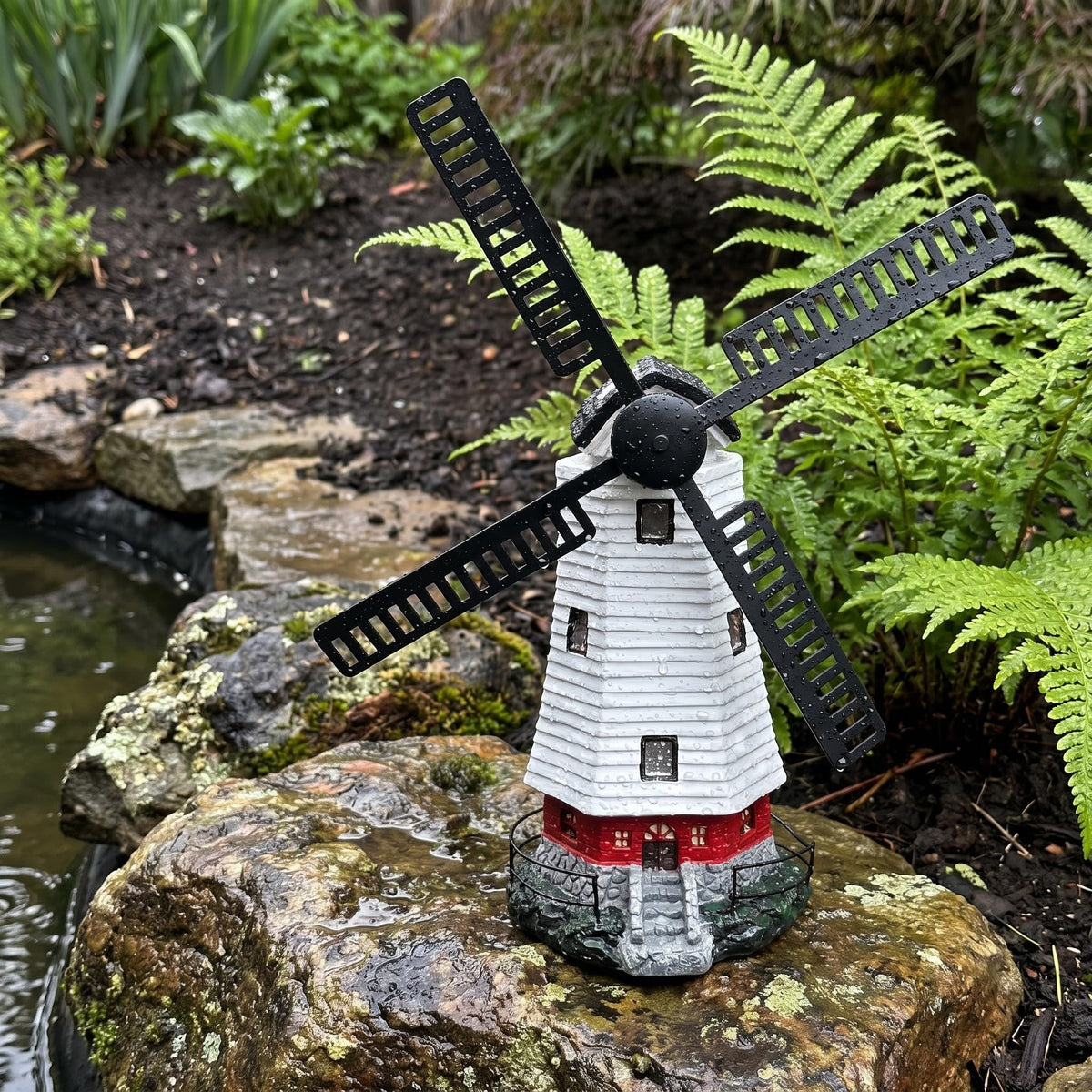 Solar Powered LED Lighthouse Garden Statue C1723
