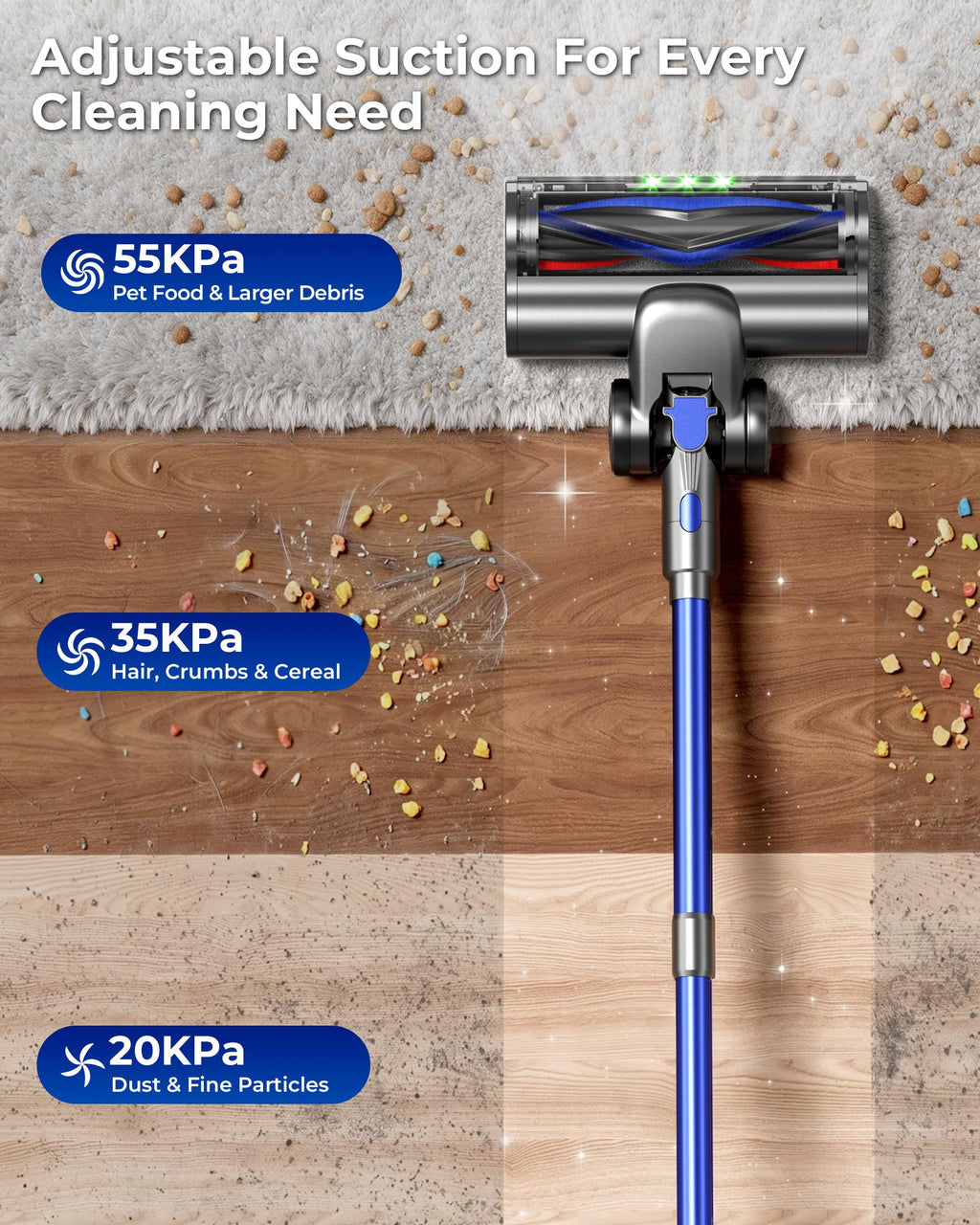 650W 55KPa Cordless Stick Vacuum Cleaner with Anti-Tangle Brush D4855